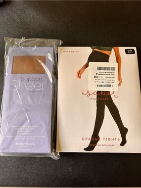 Motherhood Maternity Support Sheer + Isabel Opaque Black Tights Duo NWT